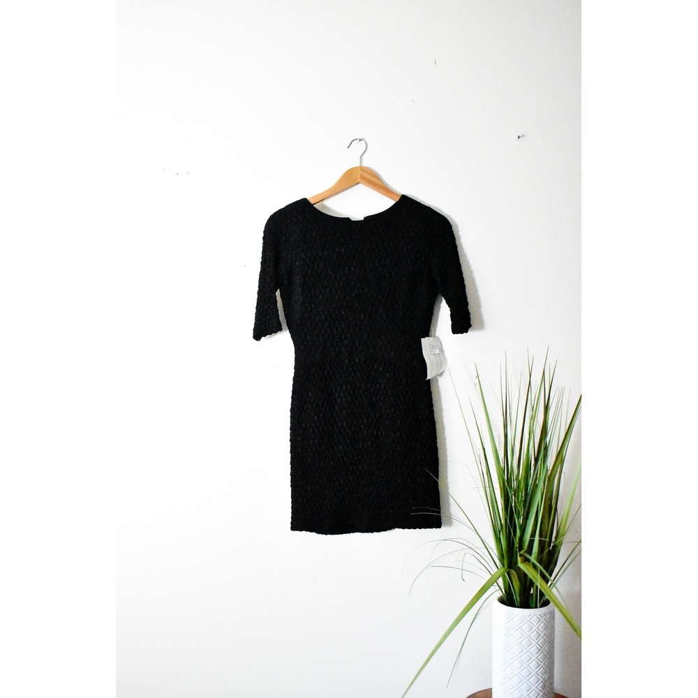 Tucker-Grossman Cocktail Dress Womens S Black 50s Textured Bubble Crepe Mini